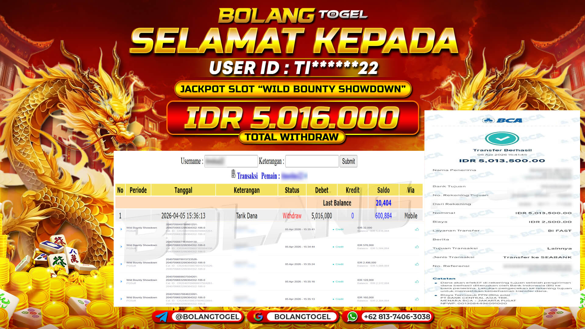 Bukti jackpot SLOT WILD BOUNTY SHOWDOWN BOLANGTOGEL - gambar 1
